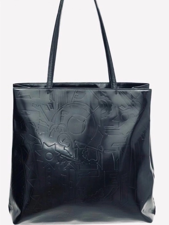 Prada Black Embossed Leather Tote Bag